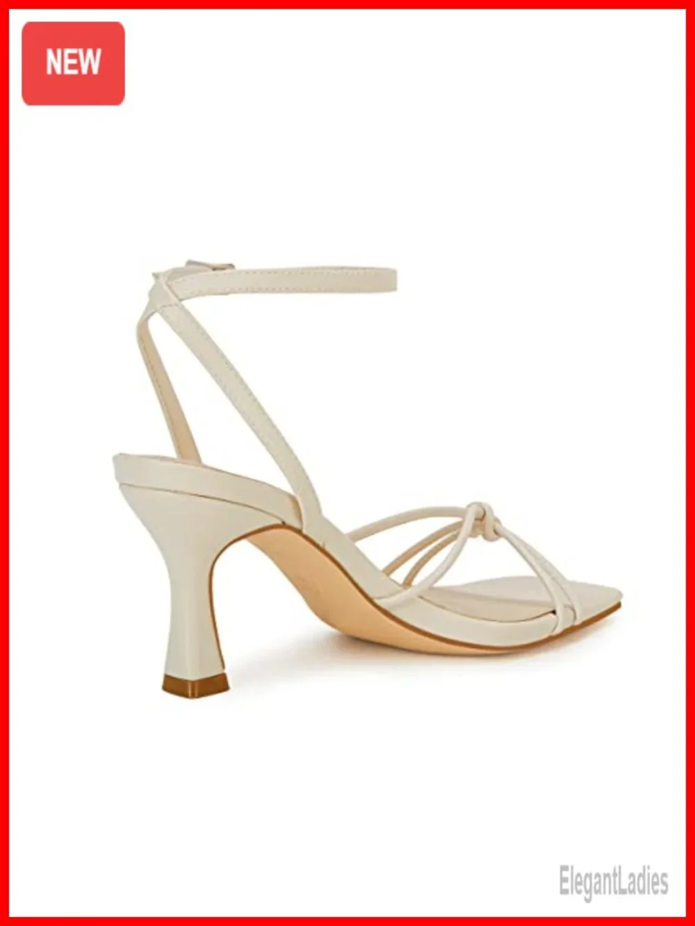 Faux Leather Stiletto Kitten Heel Sandals Square Open Toe Ankle Buckle Slingback